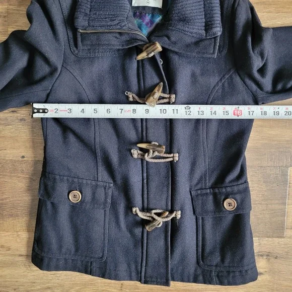 Vintage dELiA*s Women's Navy Blue Toggle Pea Coat M Wool Blend Jacket Y2K Preppy - Picture 10 of 13